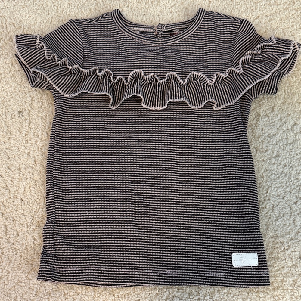 Striped 7 Mankind Ruffle Kids Top 24 mo